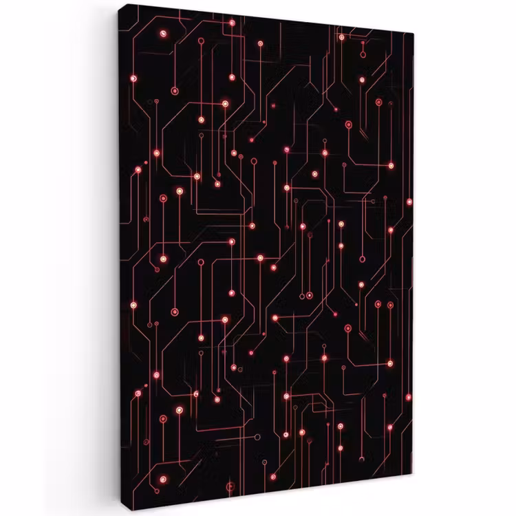 Buiten canvas - Gaming - Lijnen - Netwerk - Stippen - Rood — 1