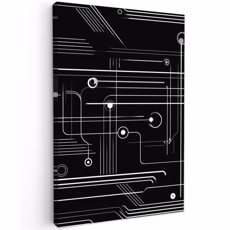 Buiten canvas - Gaming - Abstract - Lijnen - Rondjes - Zwart — 1