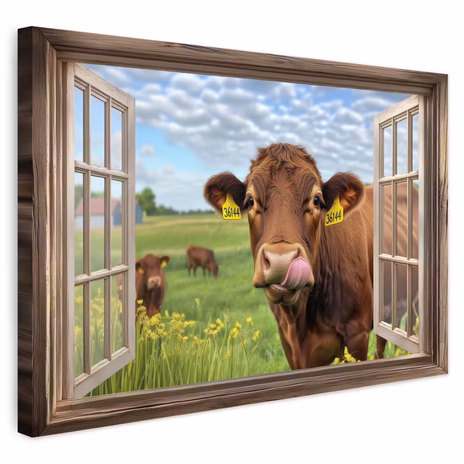 Buiten canvas - Doorkijk - Koe - Weiland - Landschap - Dieren — 1