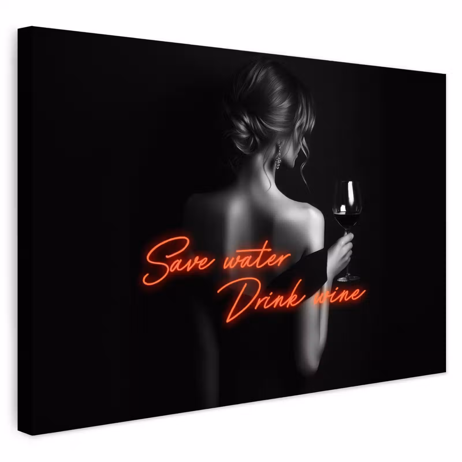 Buiten canvas - Wijn - Vrouw - Neon - Quote — 1