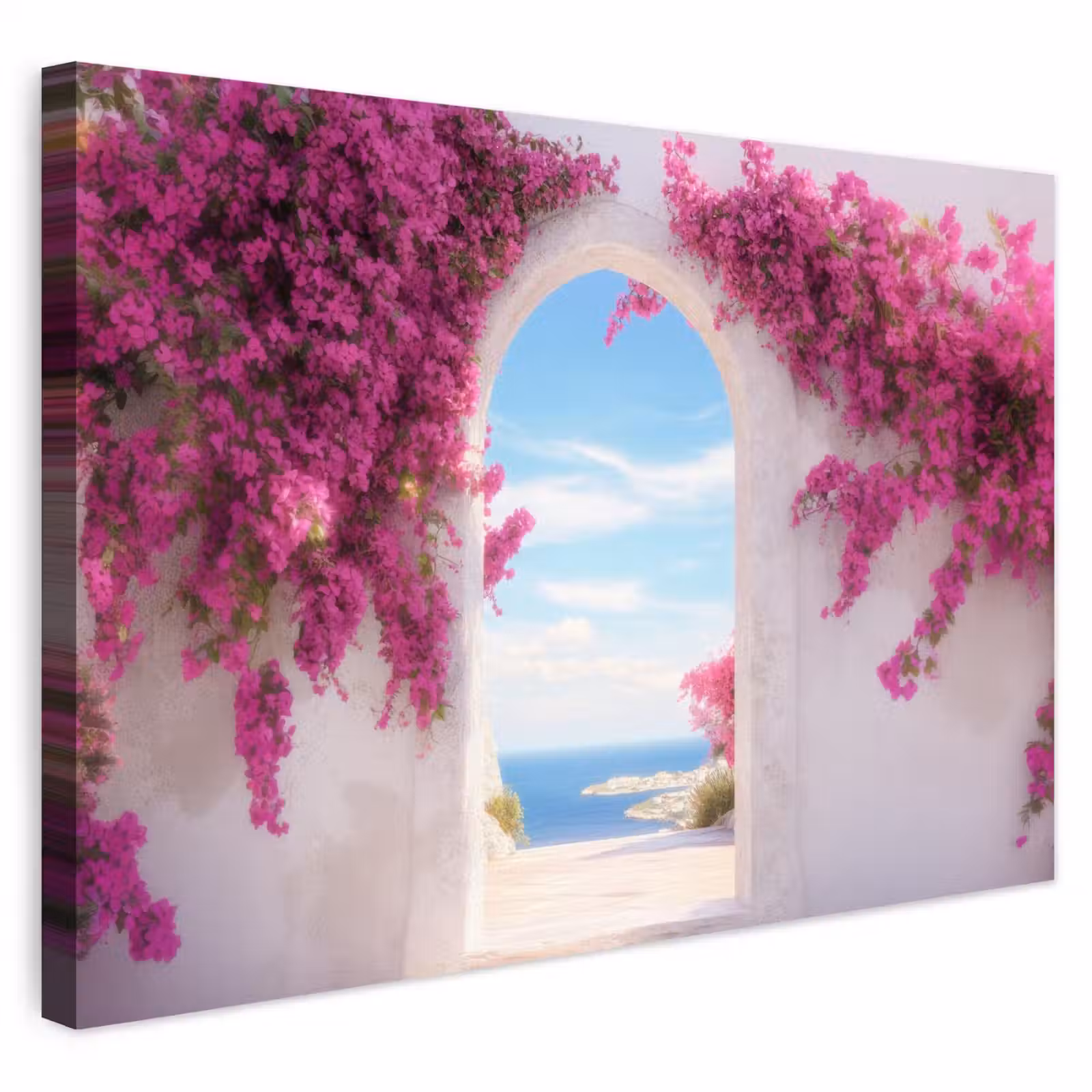 Buiten canvas - Zee - Roze - Bloemen - Poort — 1