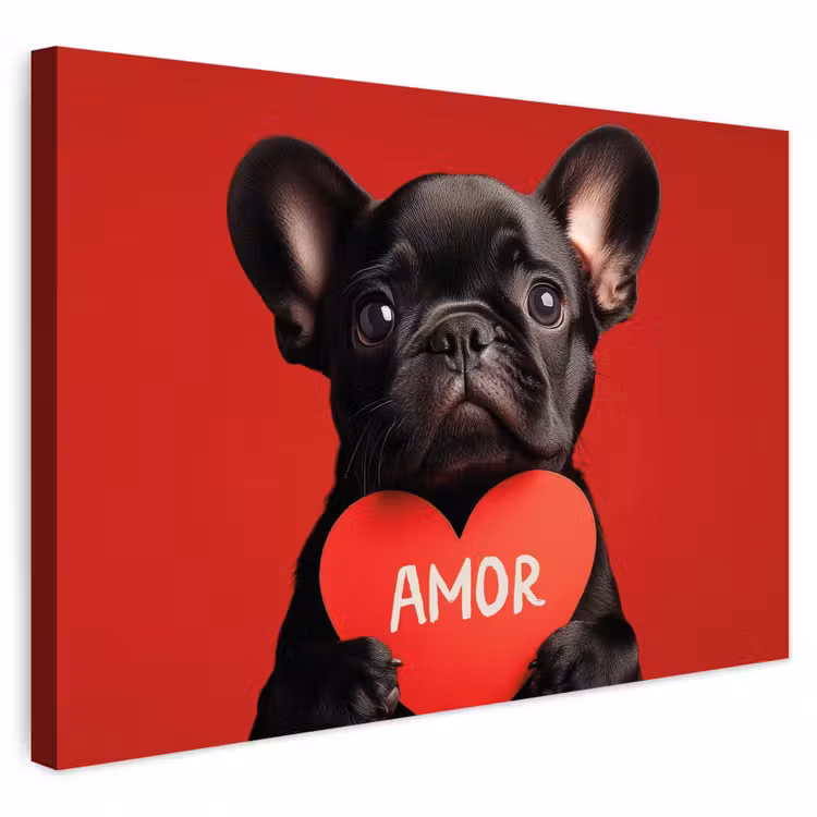 Buiten canvas - Amor - Hond - Hartje - Rood — 1