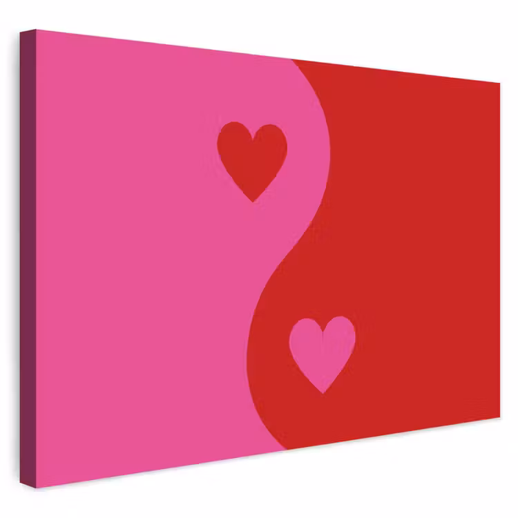 Buiten canvas - Minimalistisch - Rood - Roze - Hartjes — 1