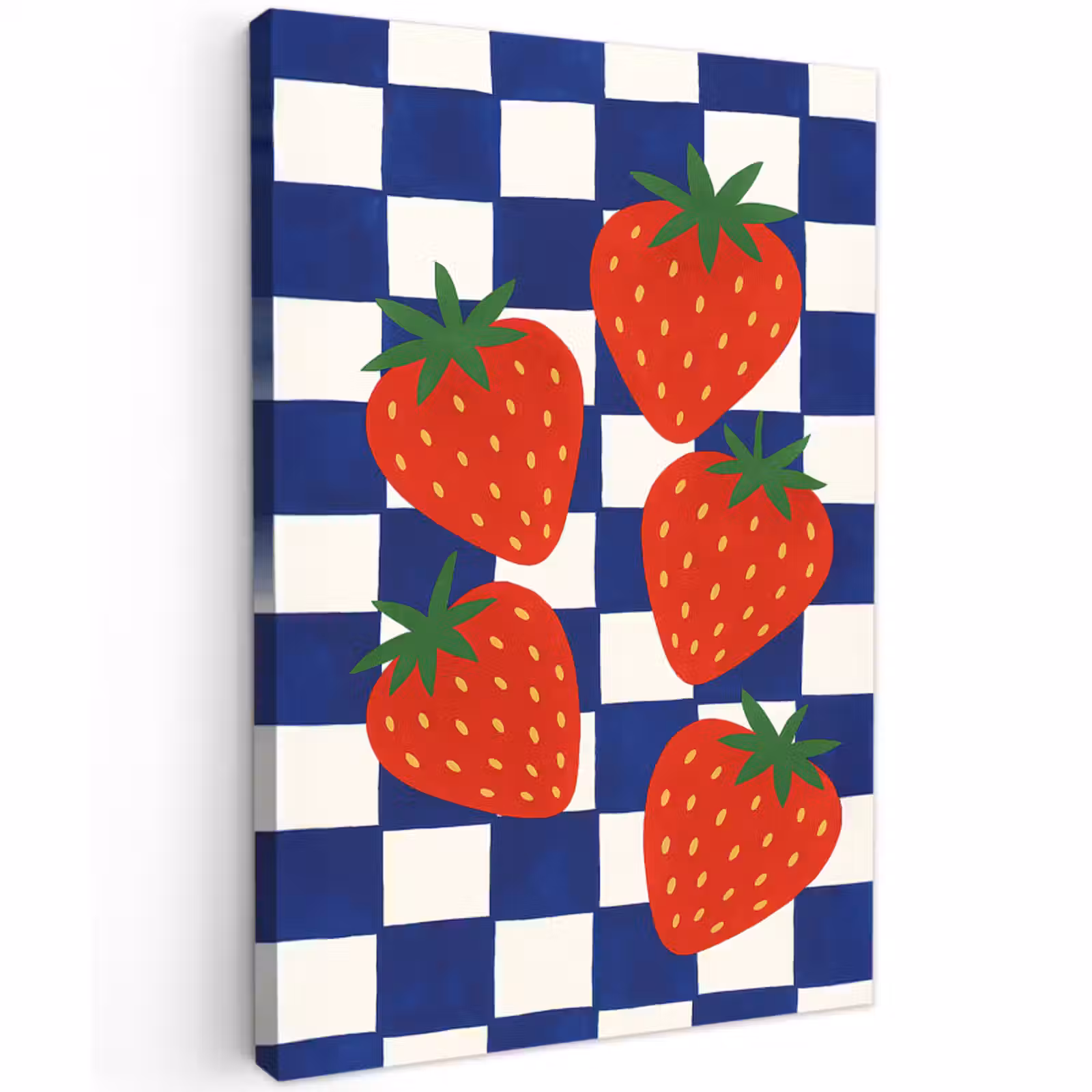 Buiten canvas - Geblokt - Blauw - Aardbeien — 1