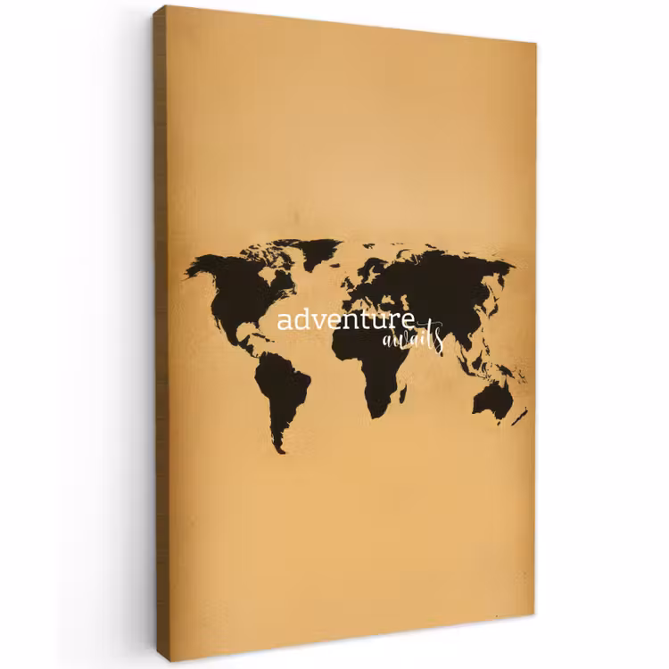 Buiten canvas - Wereldkaart - Adventure - Beige — 1