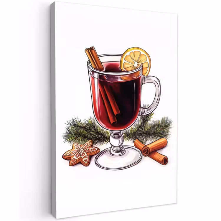 Buiten canvas - Wijn - Drinken - Gluhwein - Winter - Illustratie - Kerst — 1