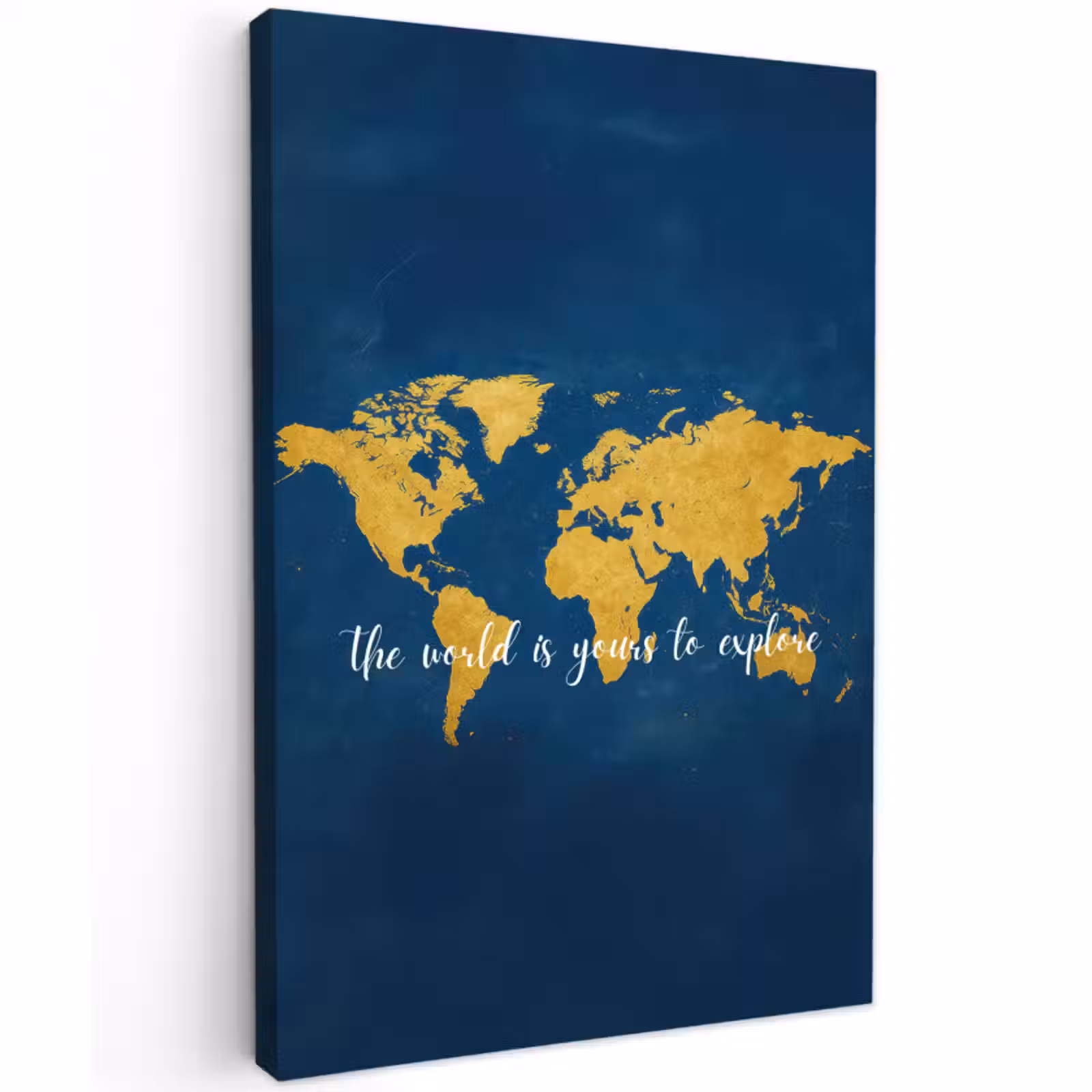 Buiten canvas - Blauw - Wereldkaart - Quote - Explore — 1