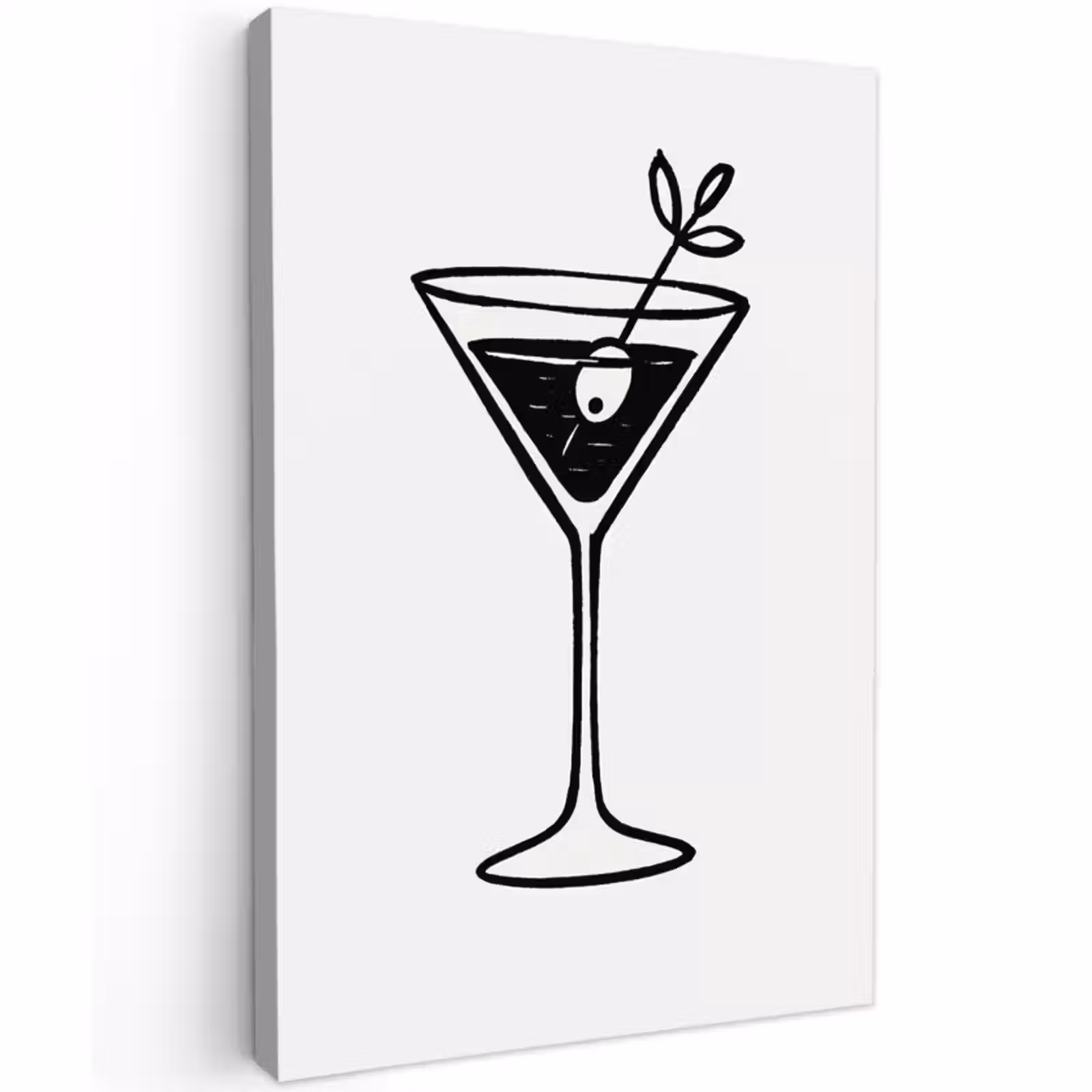 Buiten canvas - Cocktail - Glas - Olijf - Minimalistisch — 1