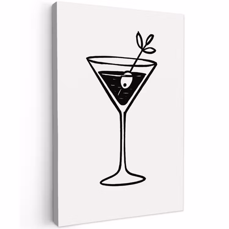 Buiten canvas - Cocktail - Glas - Olijf - Minimalistisch — 1