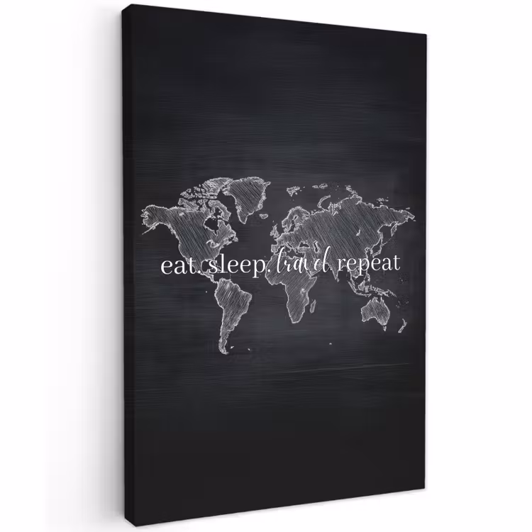 Buiten canvas - Krijt - Zwart - Quote - Wereldkaart — 1