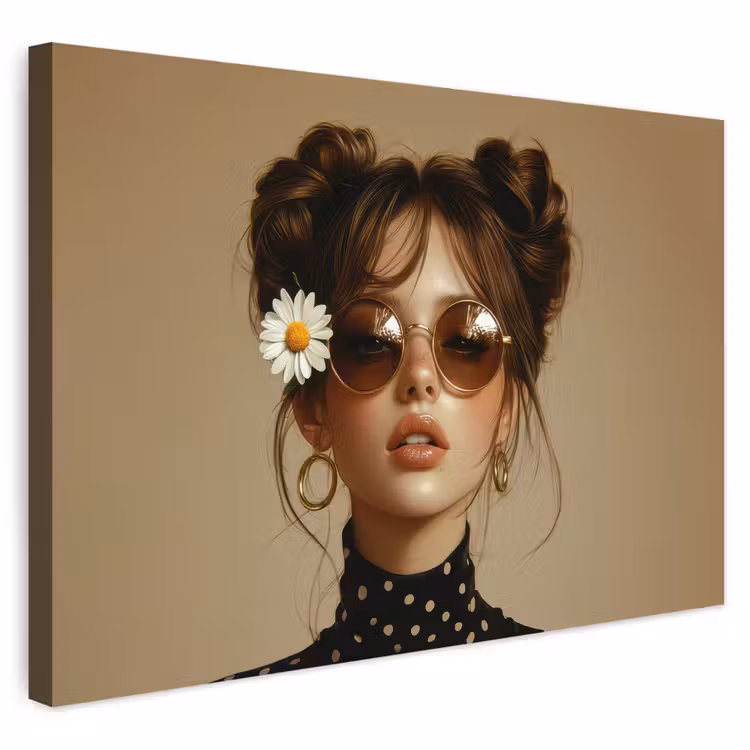 Buiten canvas - Vrouw - Beige - Bloem - Modern - Portret — 1