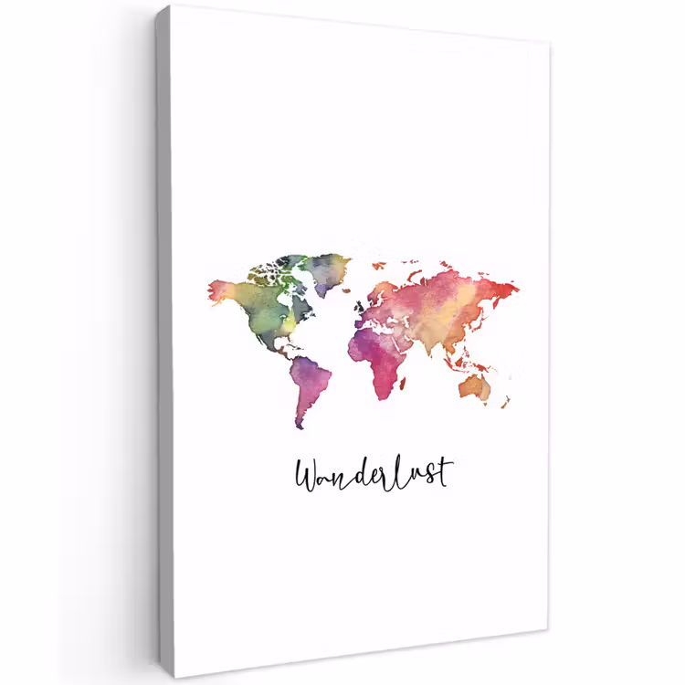 Buiten canvas - Wereldkaart - Wanderlust - Paars — 1