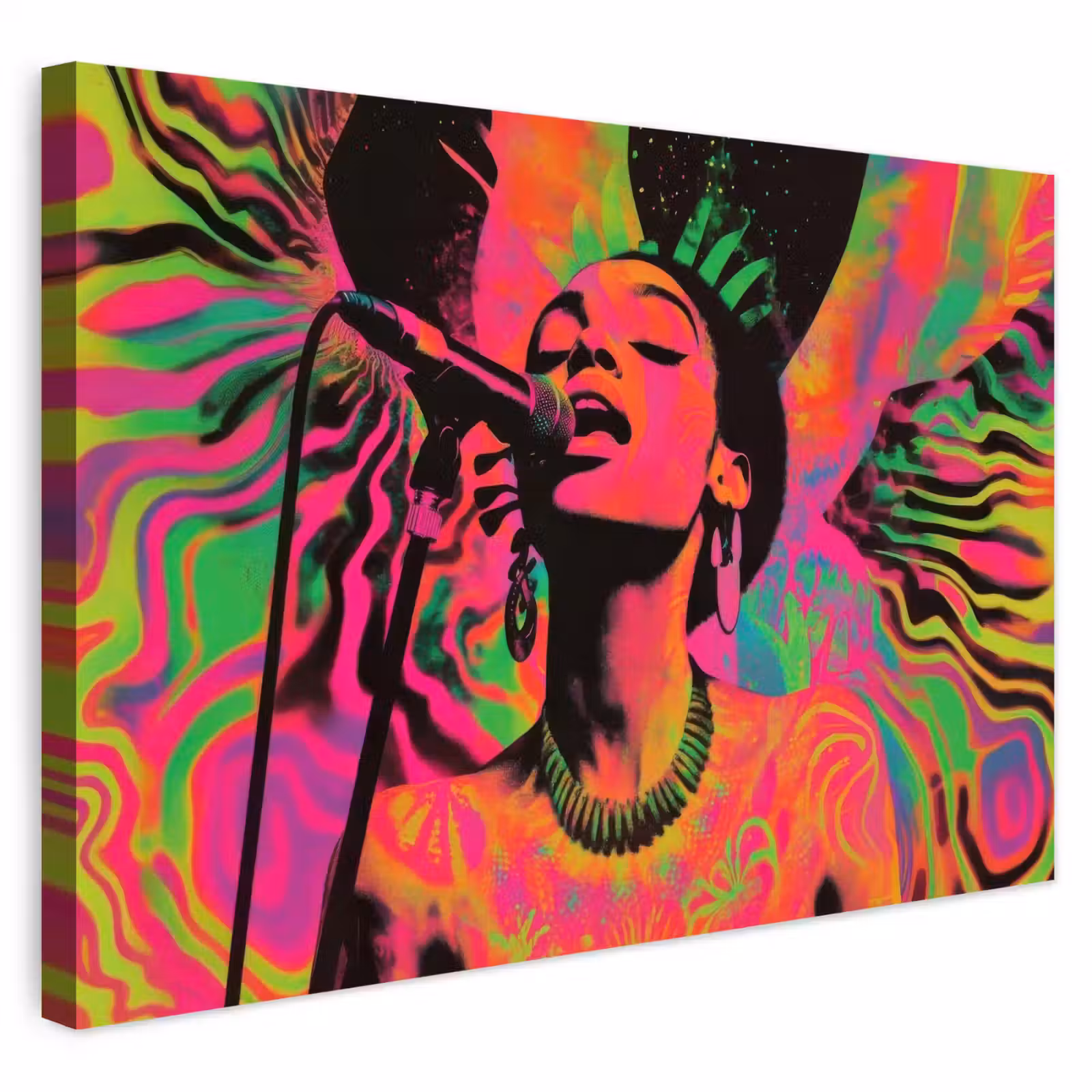 Buiten canvas - Neon - Vrouw - Microfoon — 1