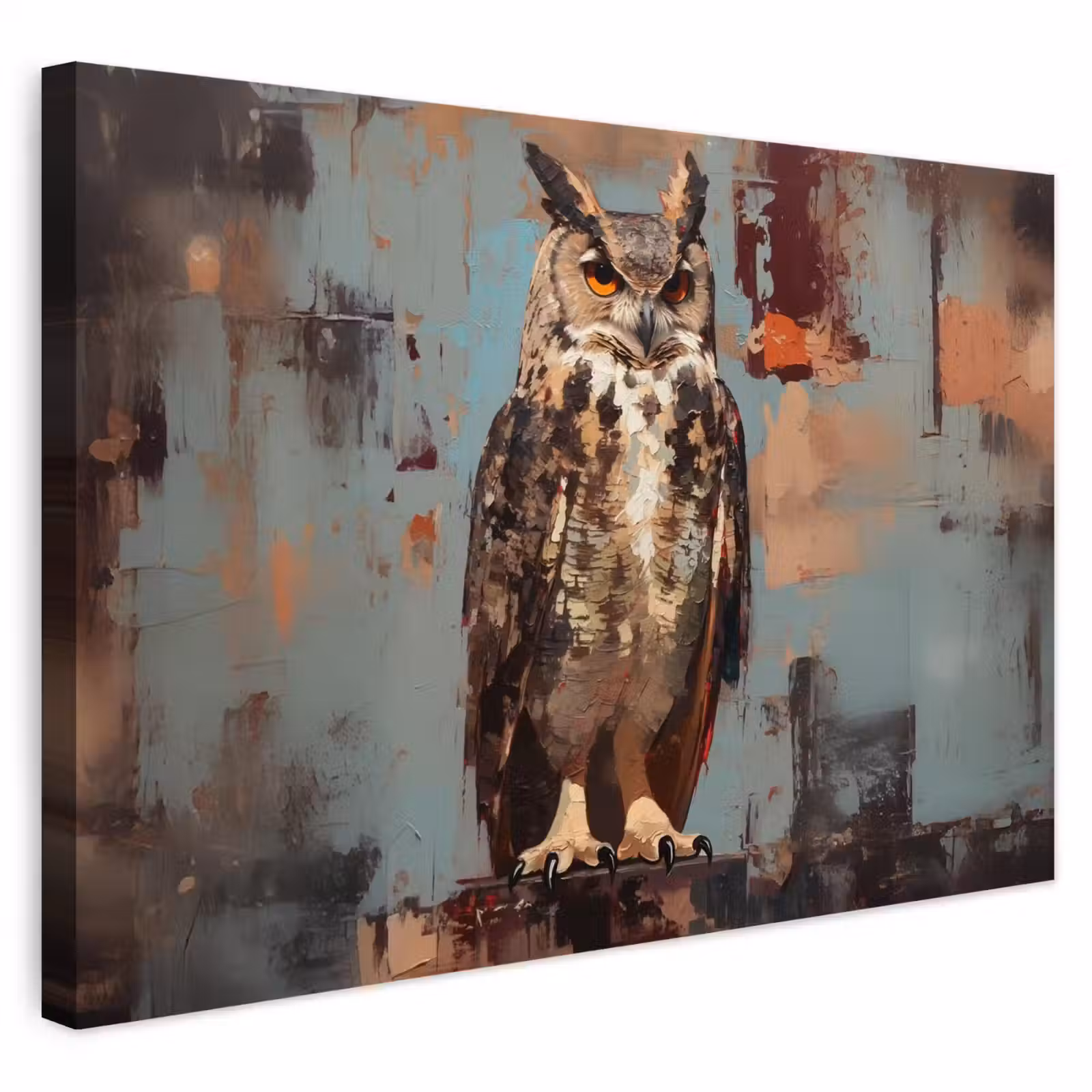 Buiten canvas - Geschilderd - Abstract - Uil - Bruin — 1