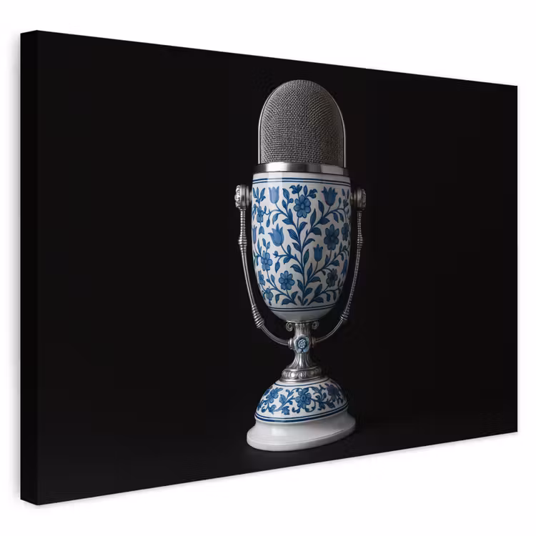 Buiten canvas - Microfoon - Delfts blauw - Muziek — 1