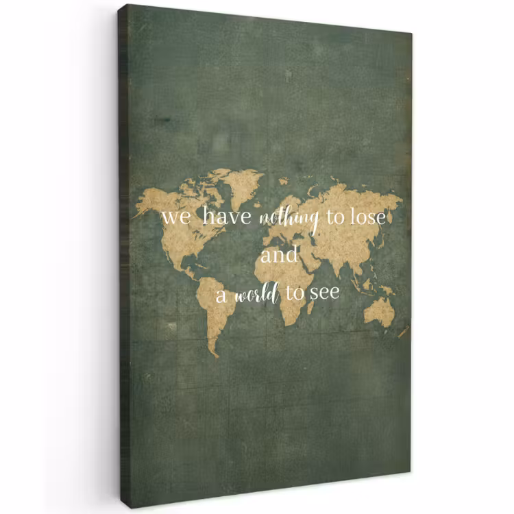 Buiten canvas - Quote - Vintage - Wereldkaart - Oud — 1