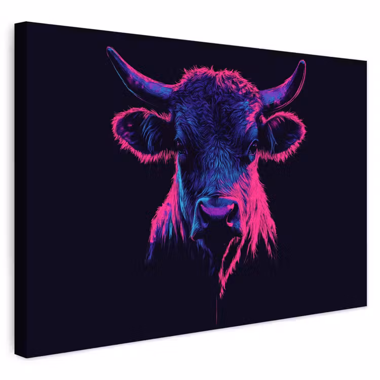 Buiten canvas - Stier - Neon - Zwart - Kleur — 1