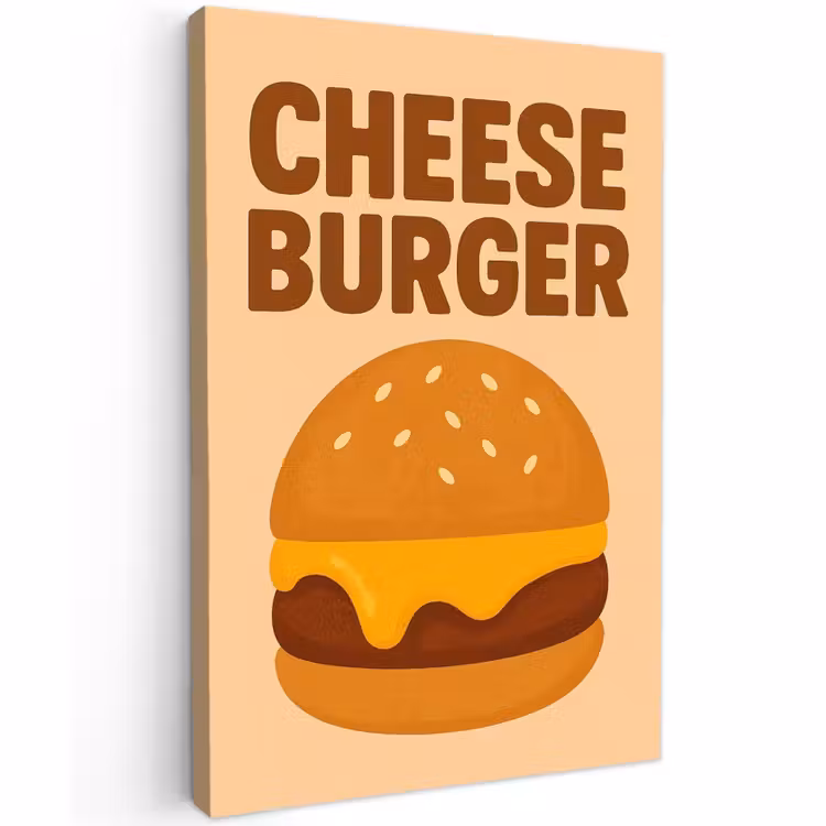 Buiten canvas - Cheeseburger - Minimalistisch - Geel — 1