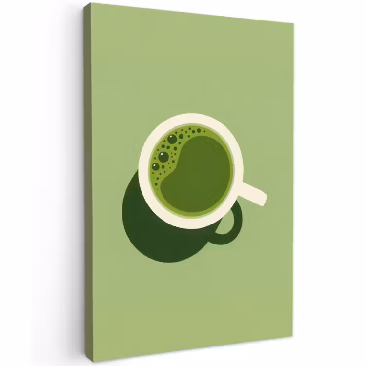 Buiten canvas - Minimalistisch - Kopjes - Matcha -Groen — 1