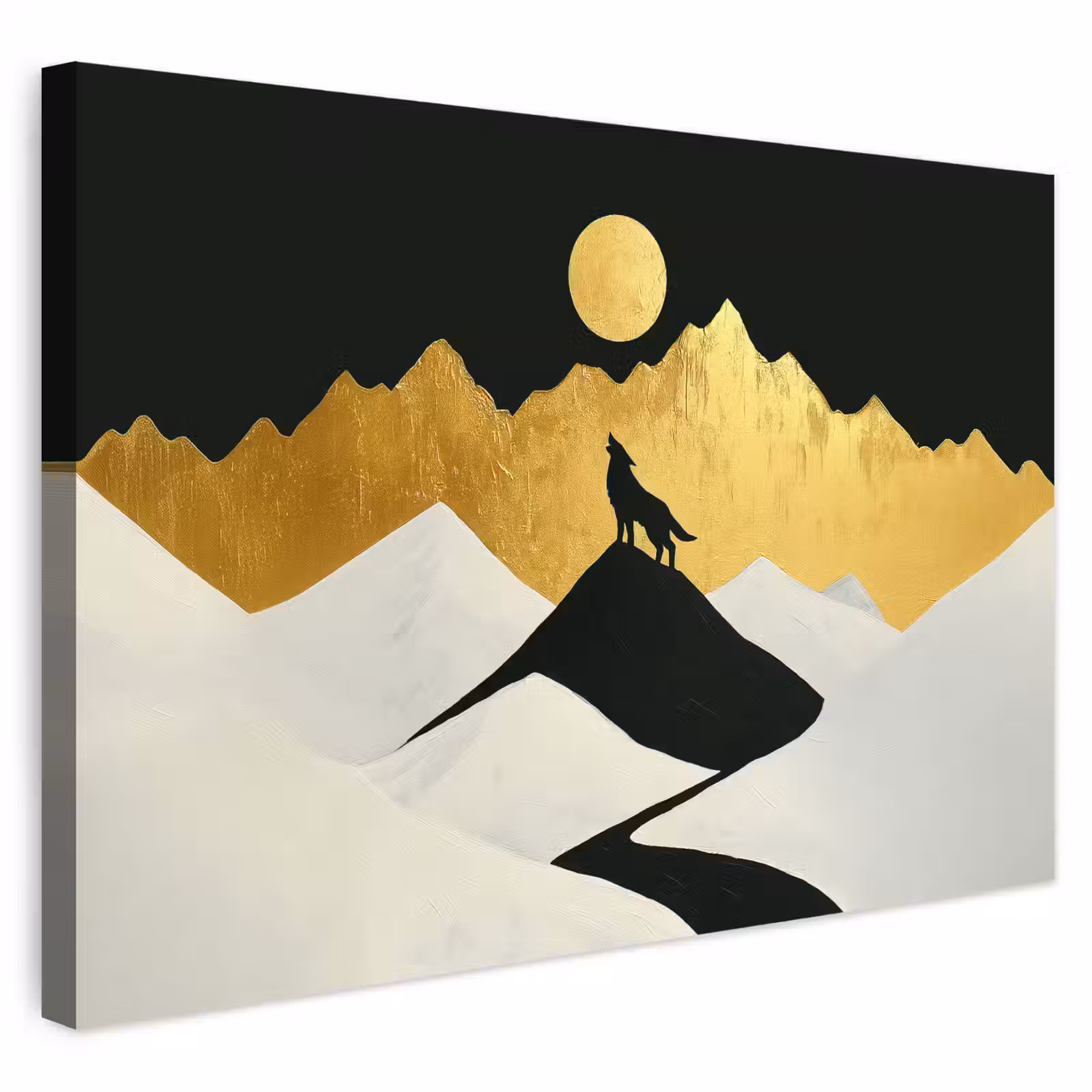 Buiten canvas - Wolf - Bergen - Maan - Zwart — 1