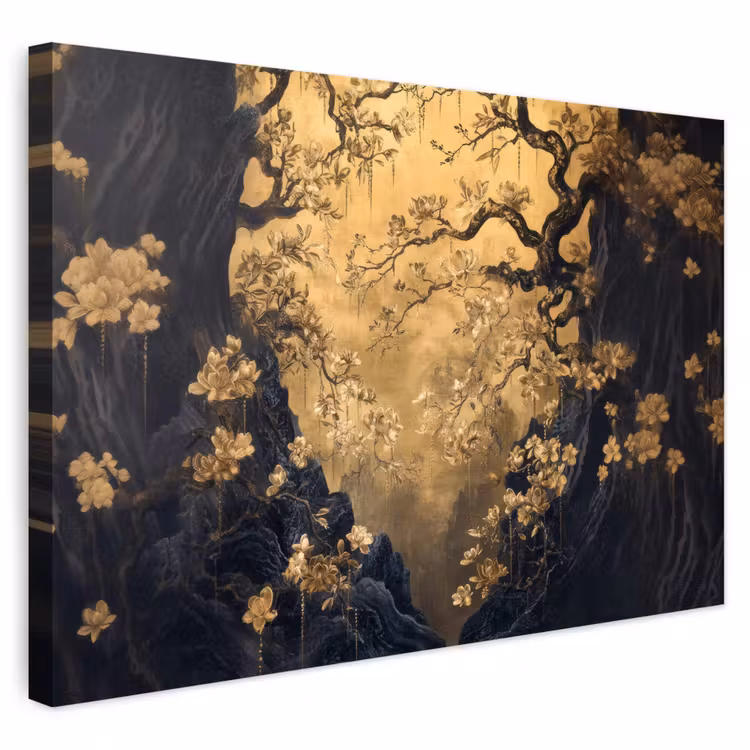 Buiten canvas - Bloemen - Takken - Goud - Sierlijk — 1