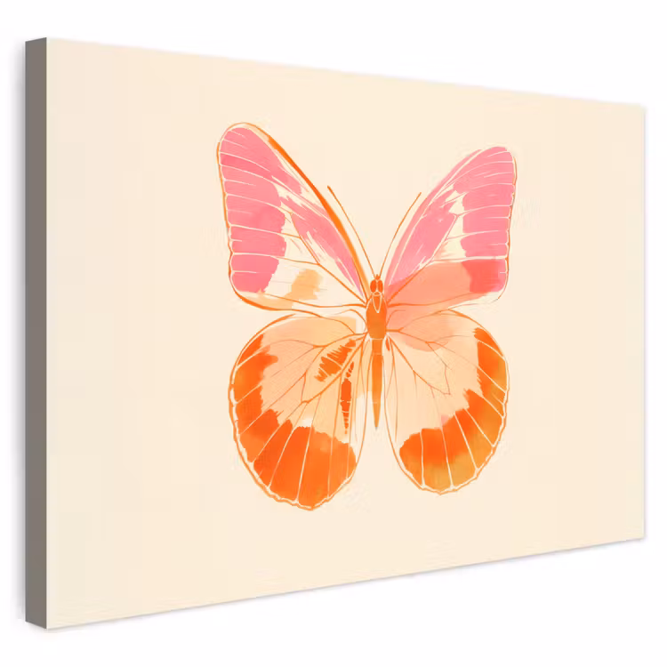 Buiten canvas - Oranje - Vlinder - Minimalistisch — 1