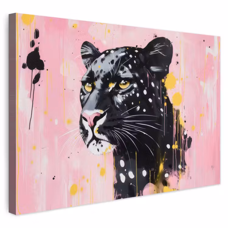 Buiten canvas - Zwart - Panter - Roze - Abstract — 1