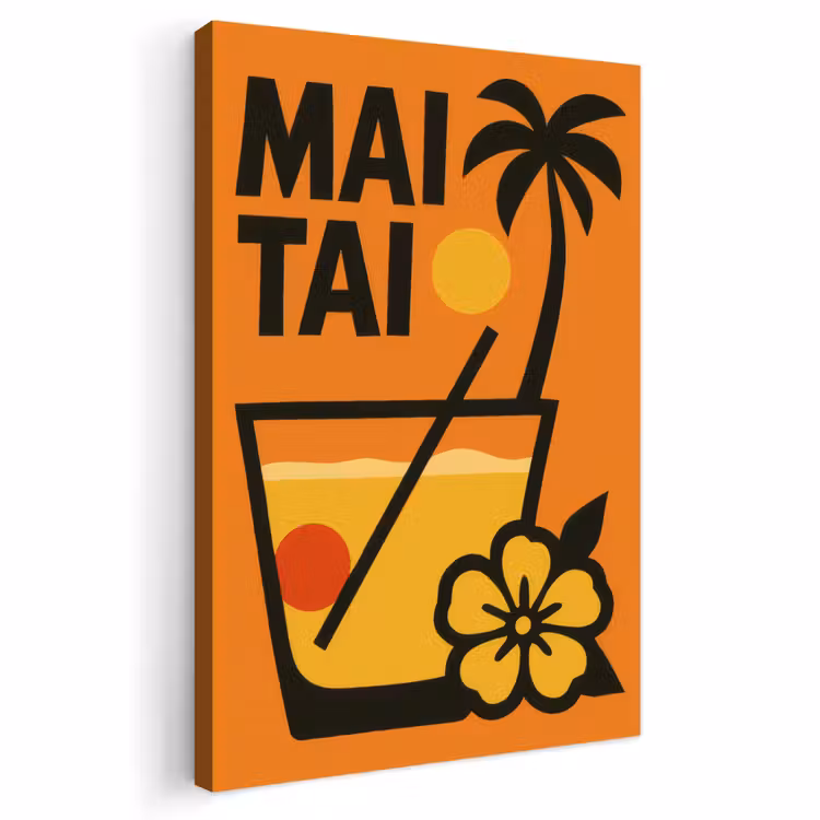 Buiten canvas - Palmboom - Bloem - Art - Drink — 1