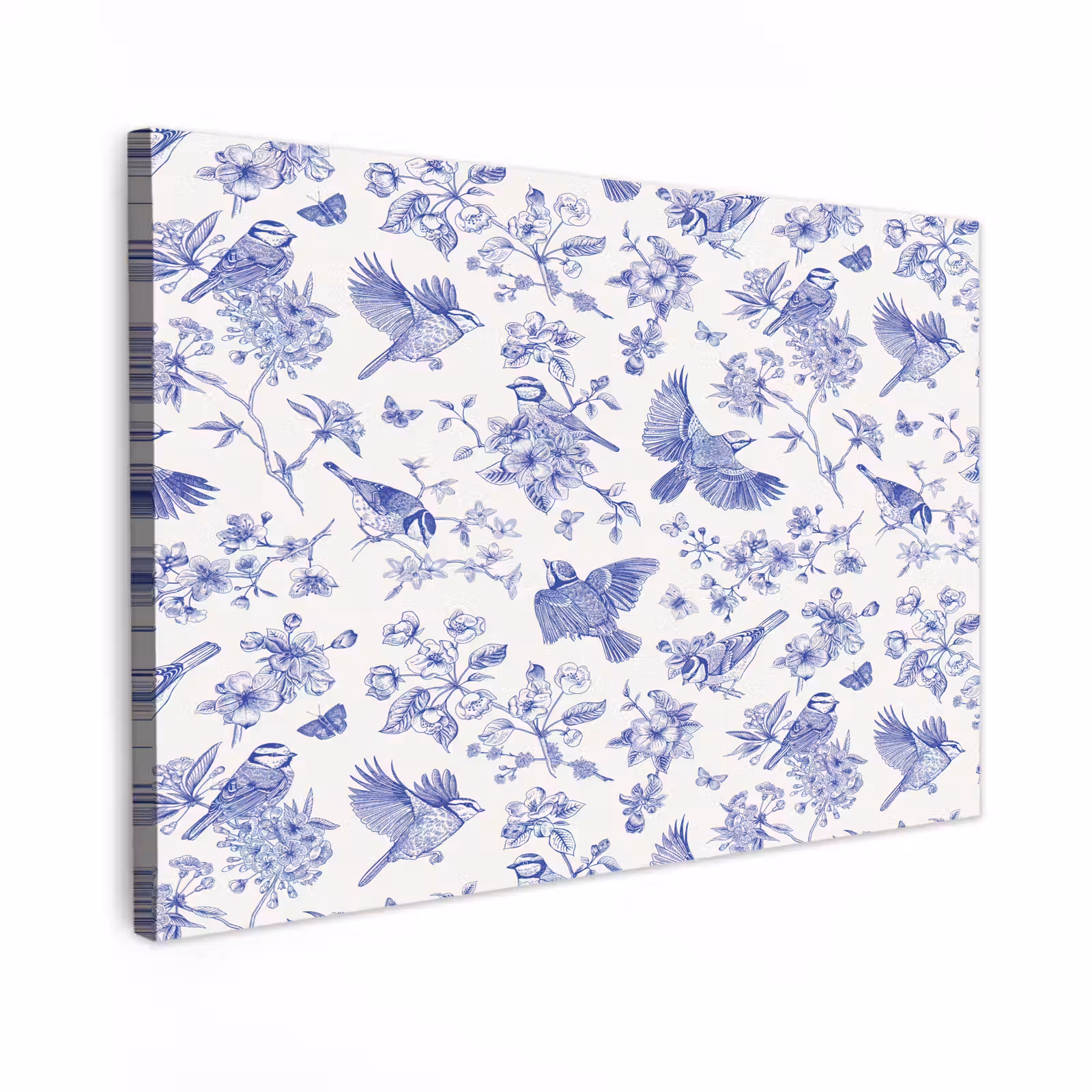 Buiten canvas - Birds - Flowers - Blue — 1