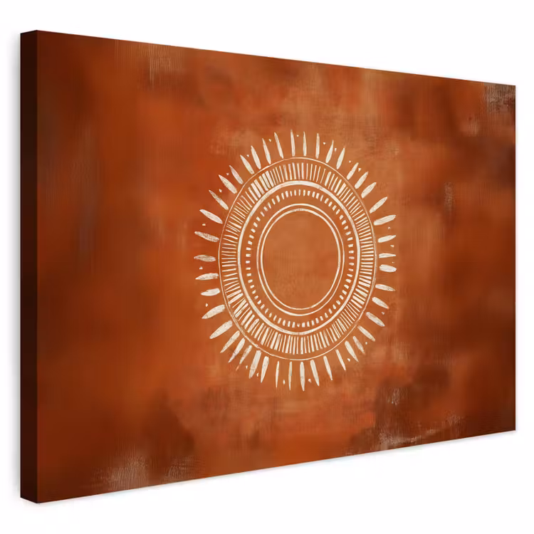 Buiten canvas - Abstract - Lijnen - Zonnestralen - Roodbruin — 1