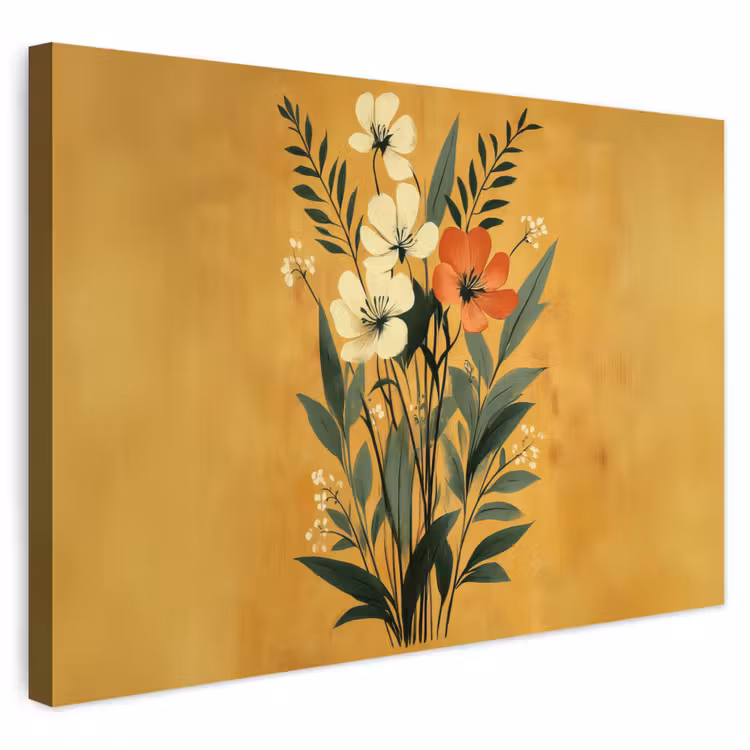 Buiten canvas - Bladeren - Boeket - Bloemen - Geel — 1