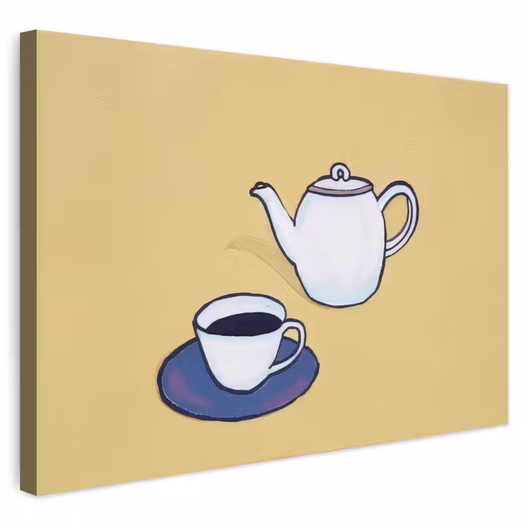Buiten canvas - Theepot - Kopje - Beige - Illustratie — 1