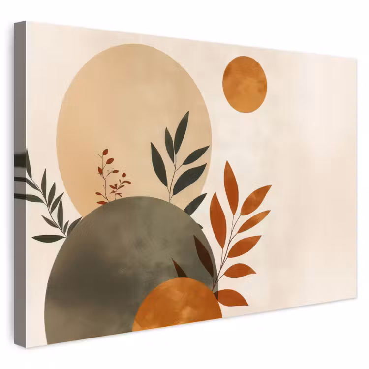 Buiten canvas - Vormen - Rond - Bladeren - Beige — 1