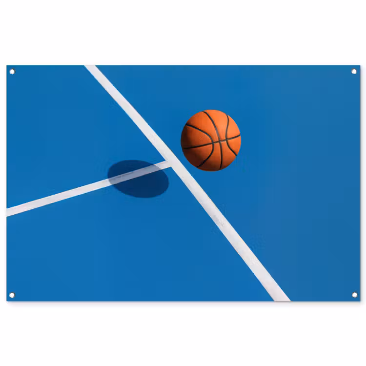 Tuinposter - Basket - Bal - Blauw - Zwevend — 1