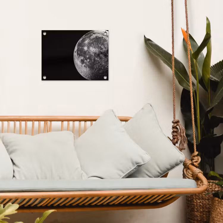 Tuinposter - Close-up - Maan - Wit - Textuur — 4