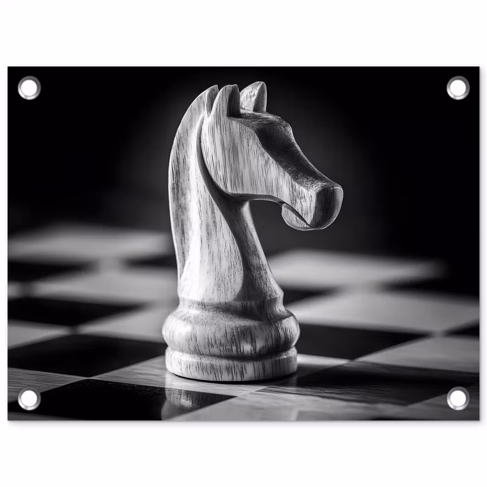 Tuinposter - Paard - Hout - Schaalbord - Zwart — 1