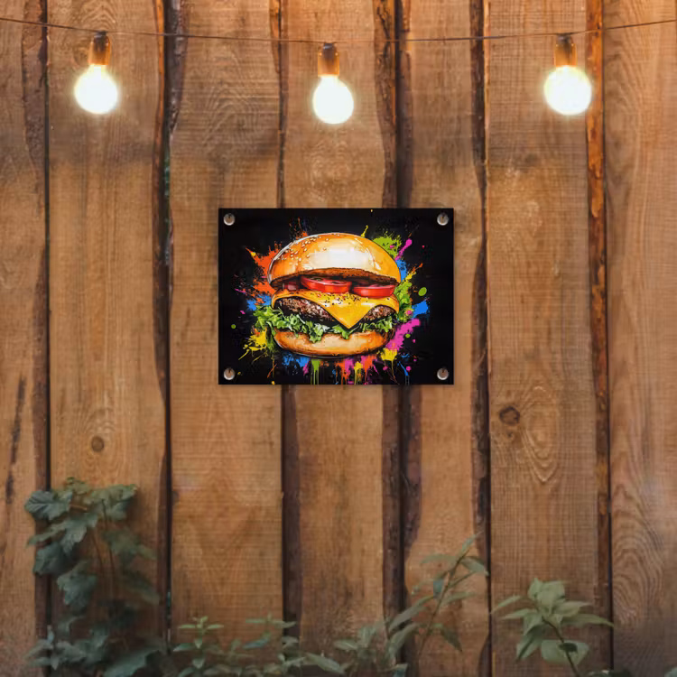 Tuinposter - Hamburger - Graffiti - Verf - Kleurrijk - Eten - Abstract — 3