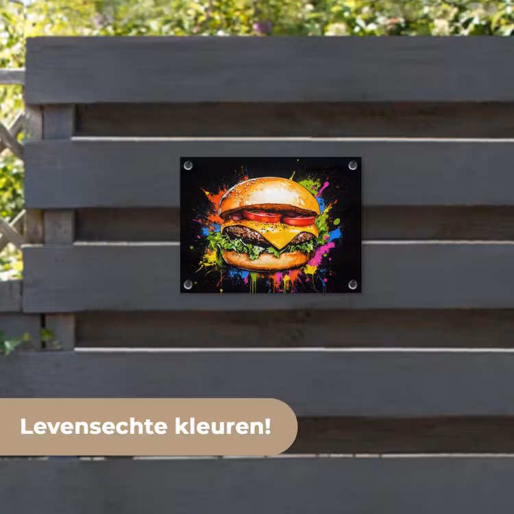 Tuinposter - Hamburger - Graffiti - Verf - Kleurrijk - Eten - Abstract — 6