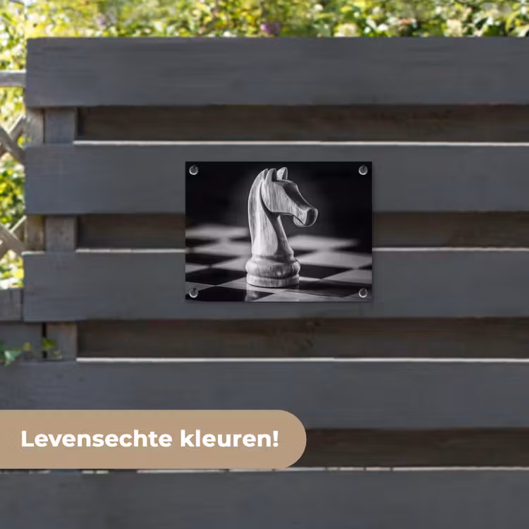 Tuinposter - Paard - Hout - Schaalbord - Zwart — 6