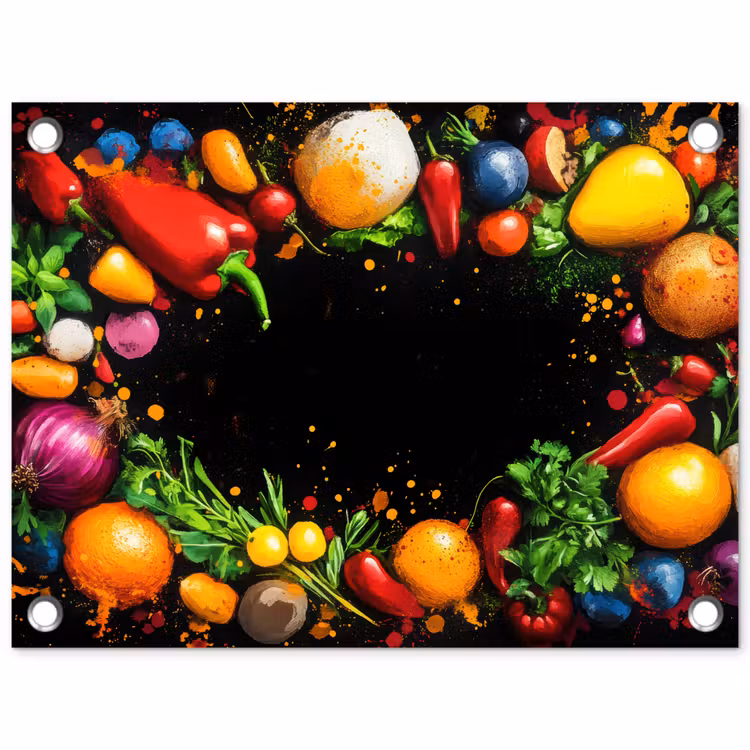 Tuinposter - Groente - Graffiti - Kleurrijk - Koken - Abstract — 1