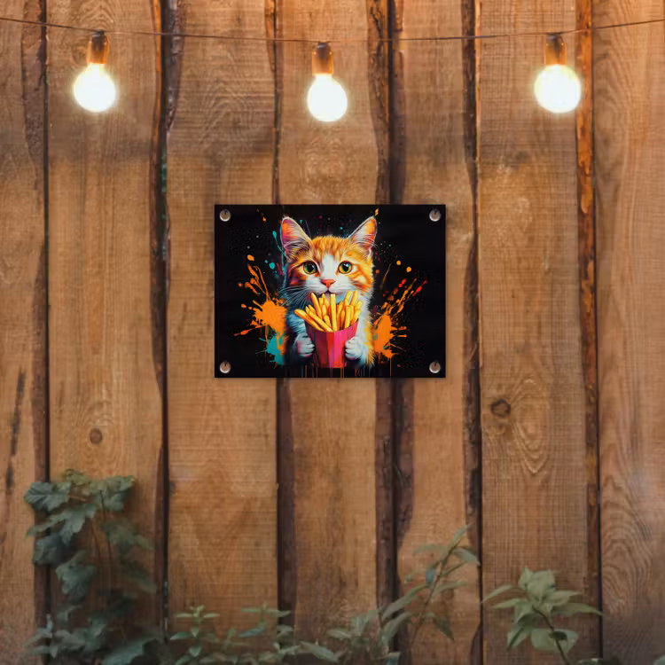 Tuinposter - Kat - Eten - Patat - Graffiti - Abstract — 3