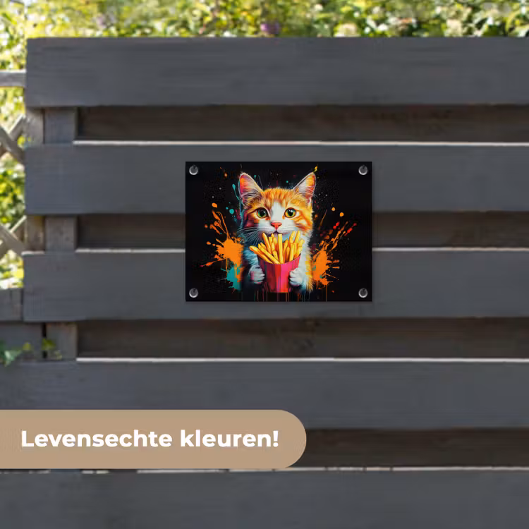 Tuinposter - Kat - Eten - Patat - Graffiti - Abstract — 6