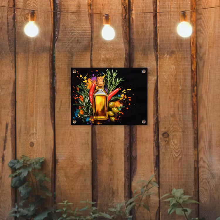 Tuinposter - Olijfolie - Graffiti - Peper - Olijven - Modern — 2