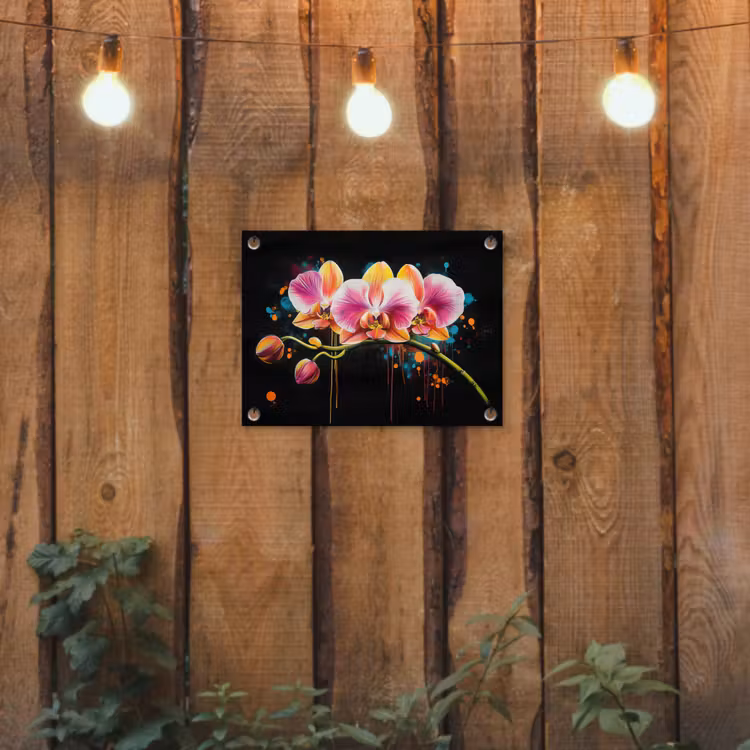 Tuinposter - Orchidee - Graffiti - Kleurrijk - Bloemen - Abstract — 3