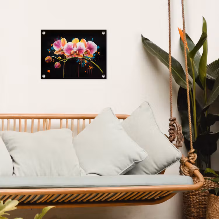 Tuinposter - Orchidee - Graffiti - Kleurrijk - Bloemen - Abstract — 4