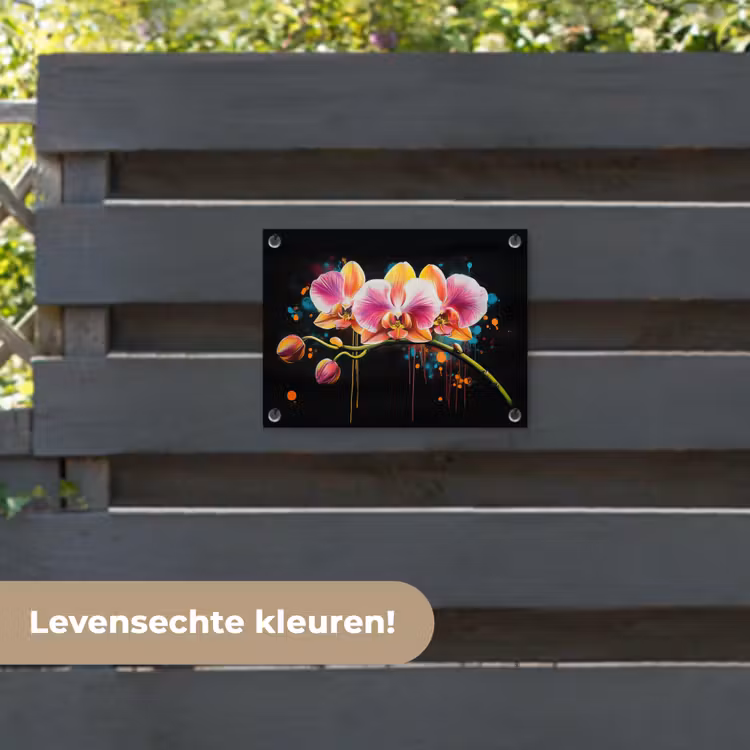 Tuinposter - Orchidee - Graffiti - Kleurrijk - Bloemen - Abstract — 6