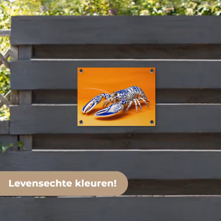 Tuinposter - Kreeft - Delftsblauw - Schild - Stoer - Oranje — 6