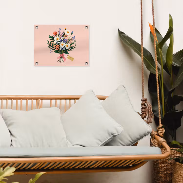 Tuinposter - Margrieten - Boeket - Strikje - Roze — 4