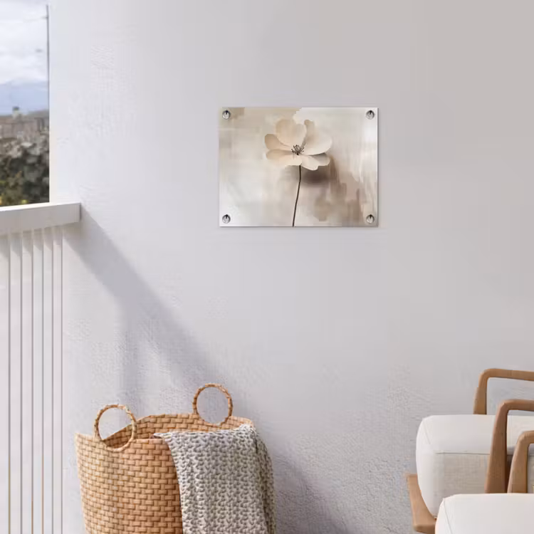 Tuinposter - Bloem - Beige - Verf - Schaduw — 5