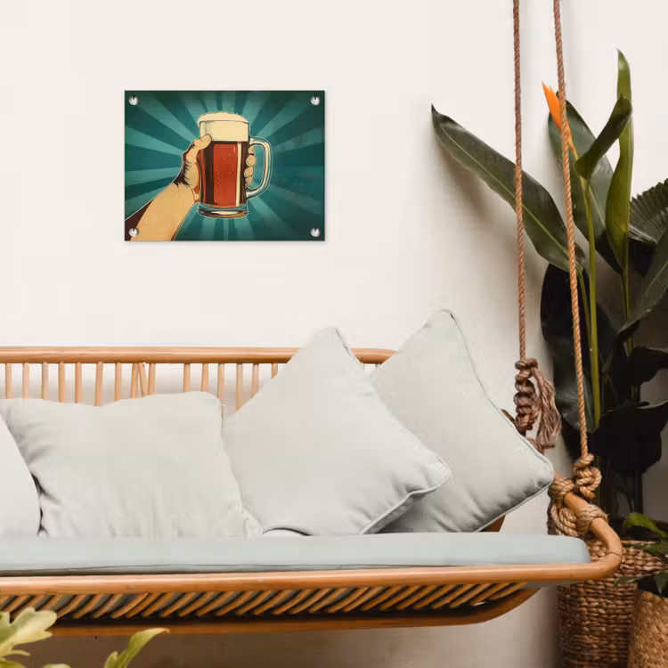 Tuinposter - Bierglas - Schuim - Retro - Groen — 4